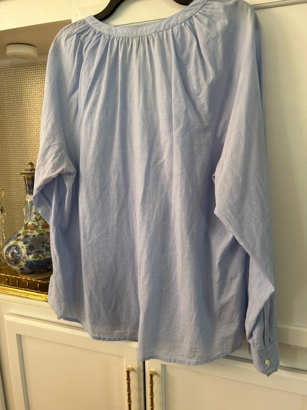 LOFT Sky Blue Ruffle-Front Long Sleeve Blouse - Picture 5 of 5